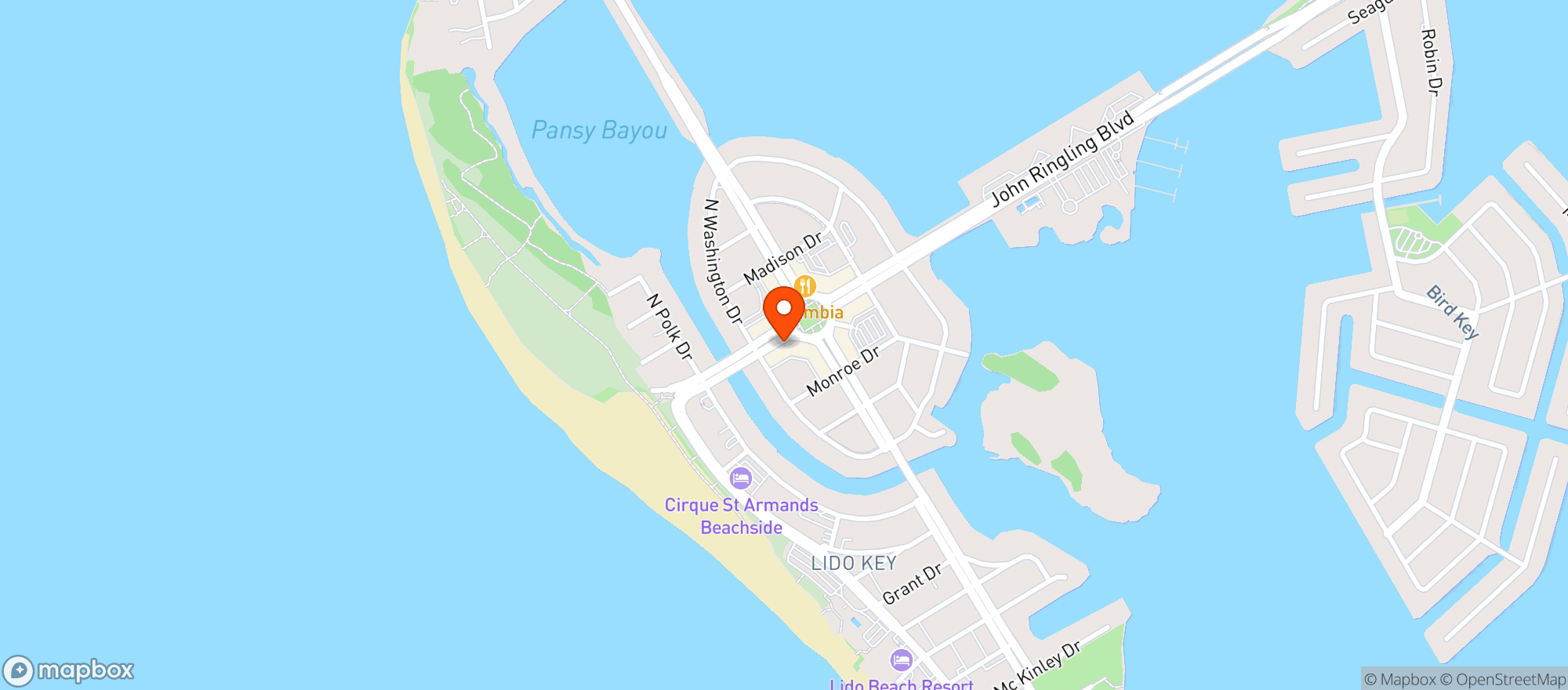 Map showing RICO'S PIZZERIA 