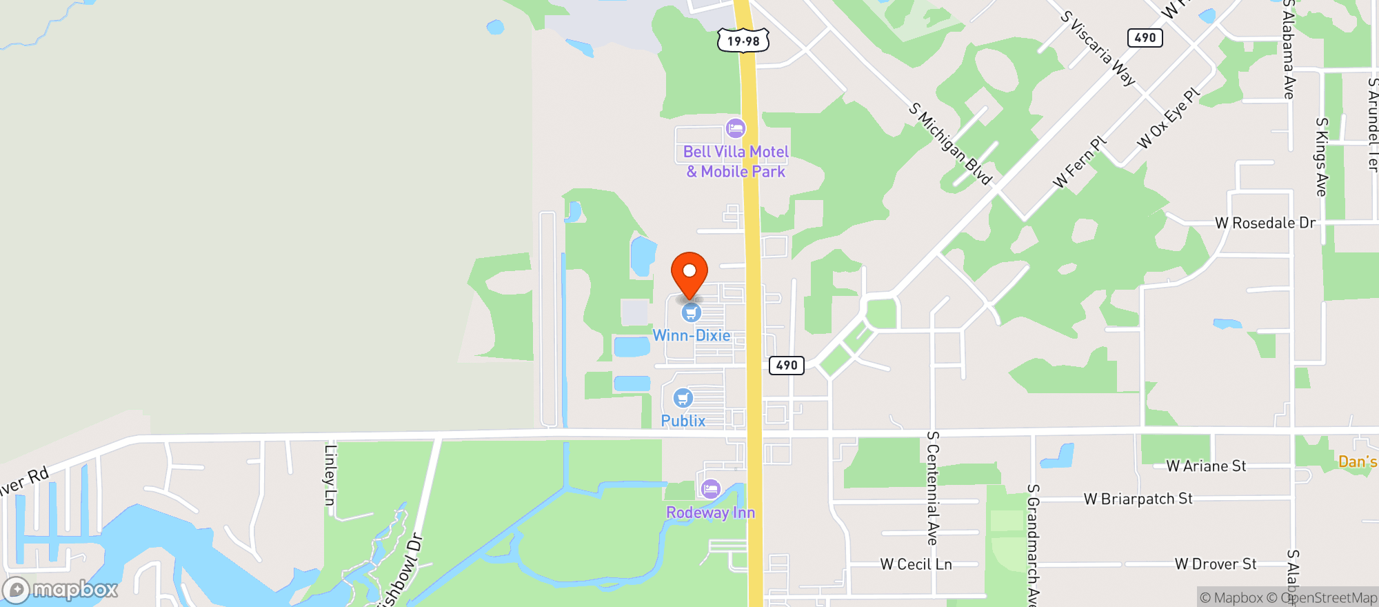 Map showing Winn Dixie Liquor 2239