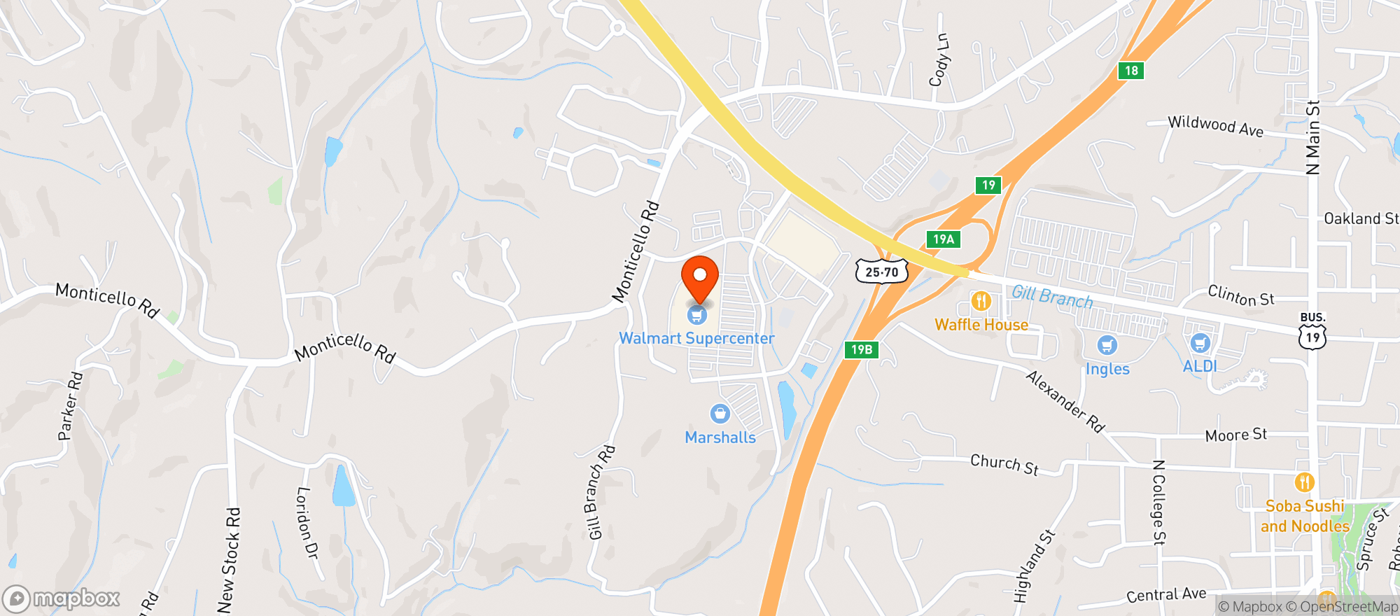 Map showing WALMART SUPERCENTER