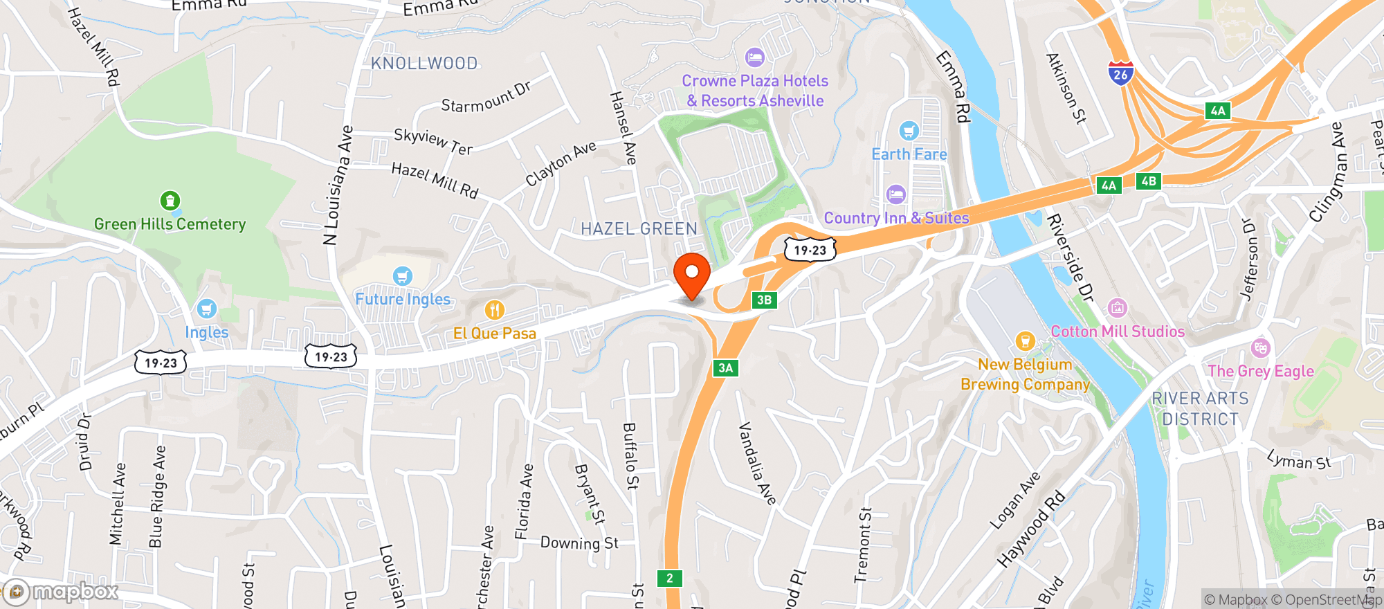 Map showing Smoke Rings - Asheville