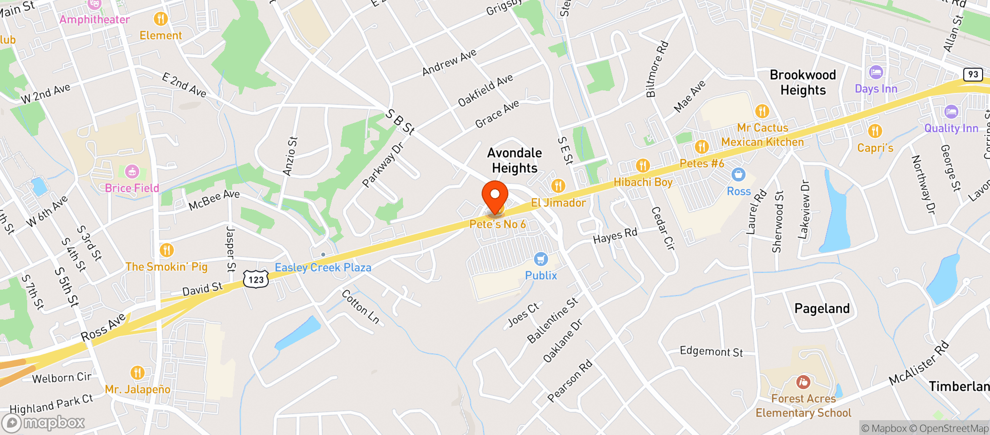 Map showing Publix Super Market