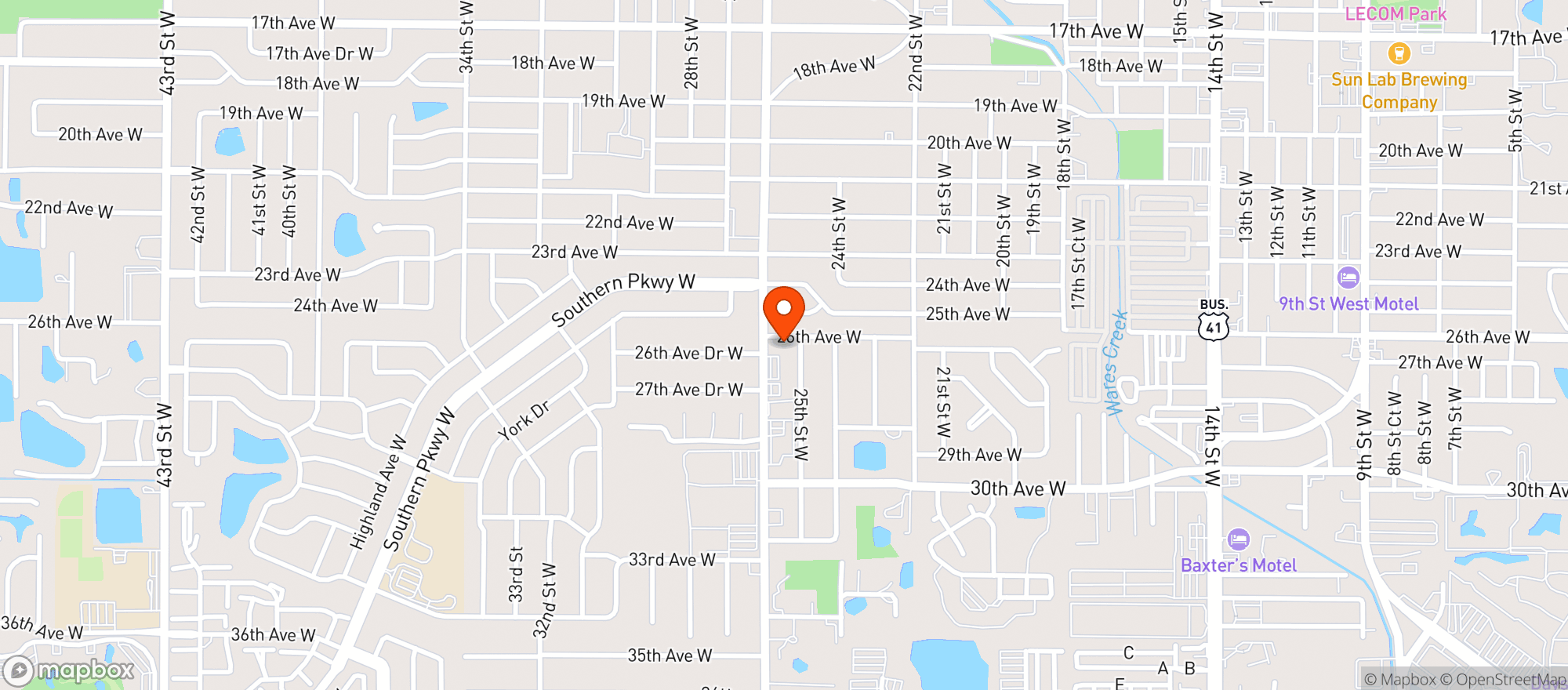 Map showing G&s No 1 Food Mart