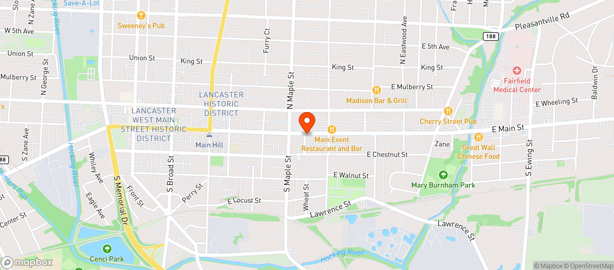 Map showing Biningers Drive Thru