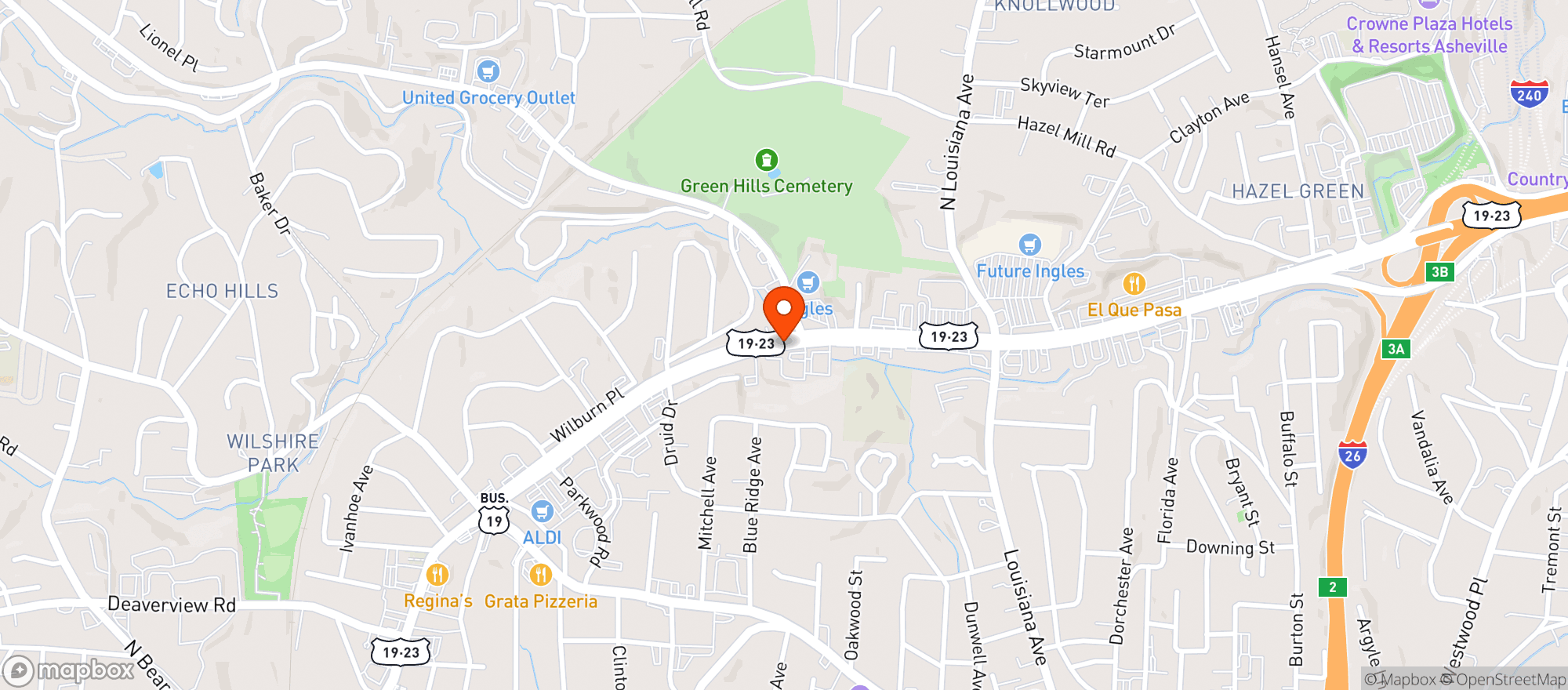 Map showing Apotheca Patton West