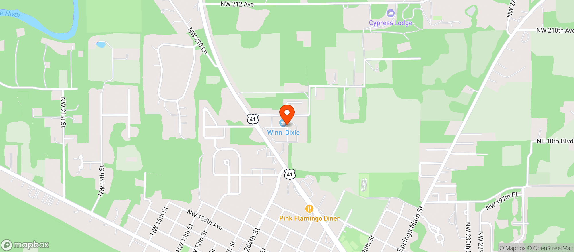 Map showing Winn Dixie - 0030