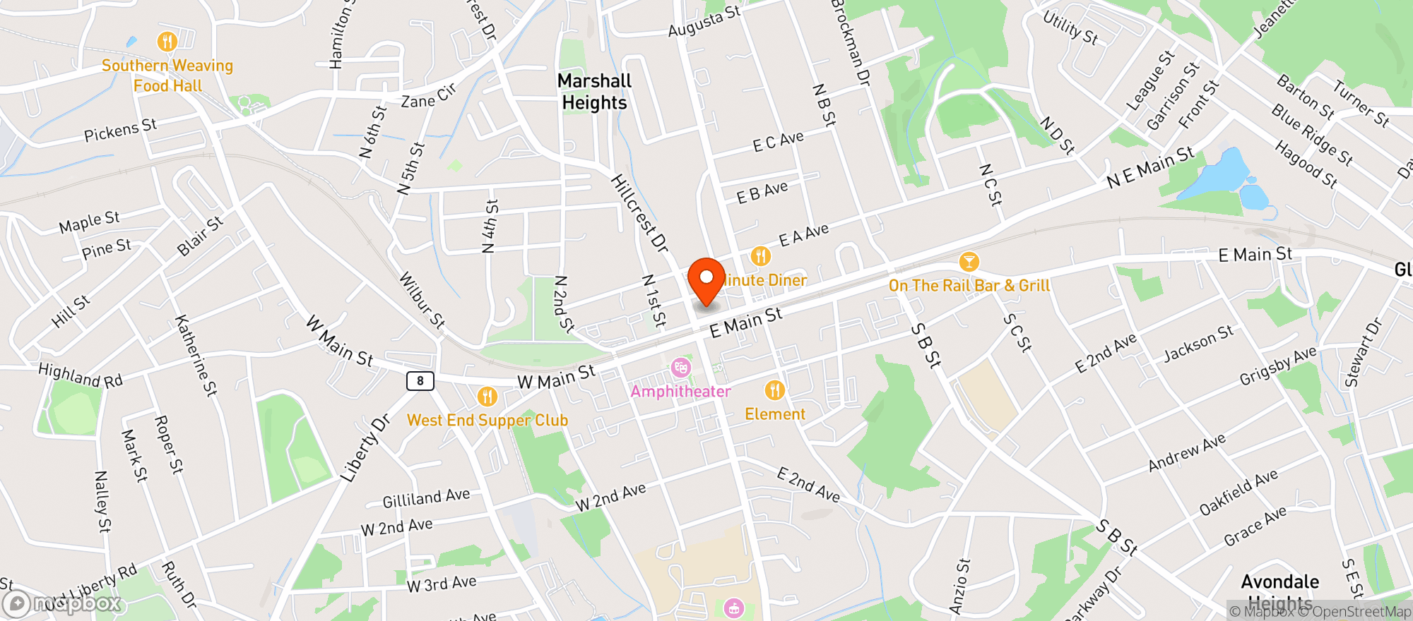 Map showing Merrells Pizzaria 