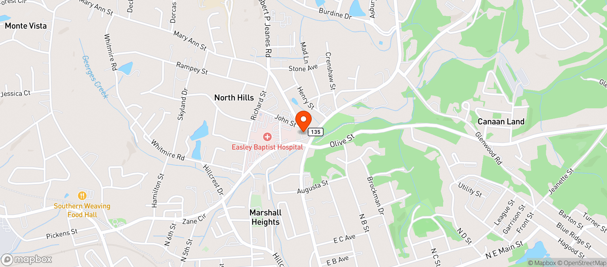 Map showing Farmers Market (gvl)