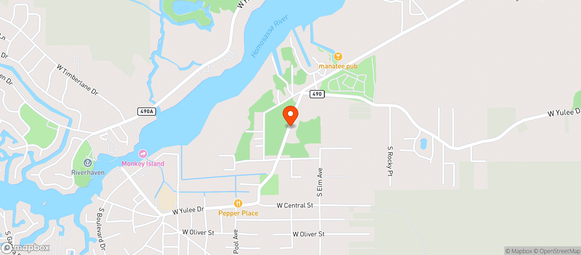 Map showing Mango Tangos Tropical Bar & Grill