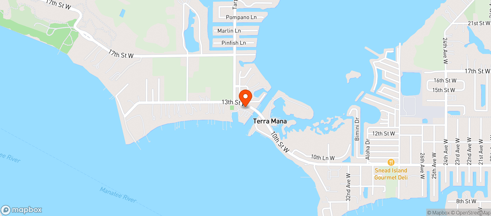Map showing Bradenton Yacht Club