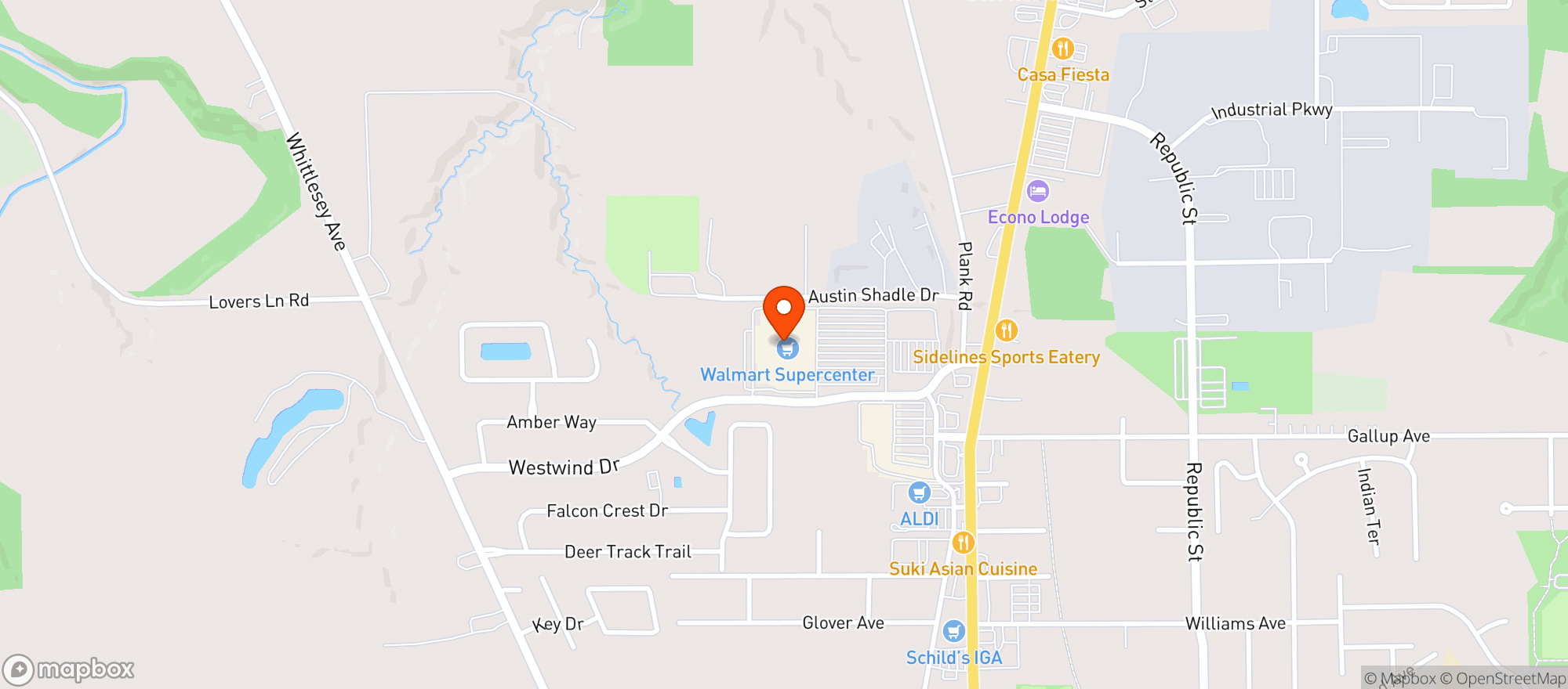 Map showing WALMART SUPERCENTER