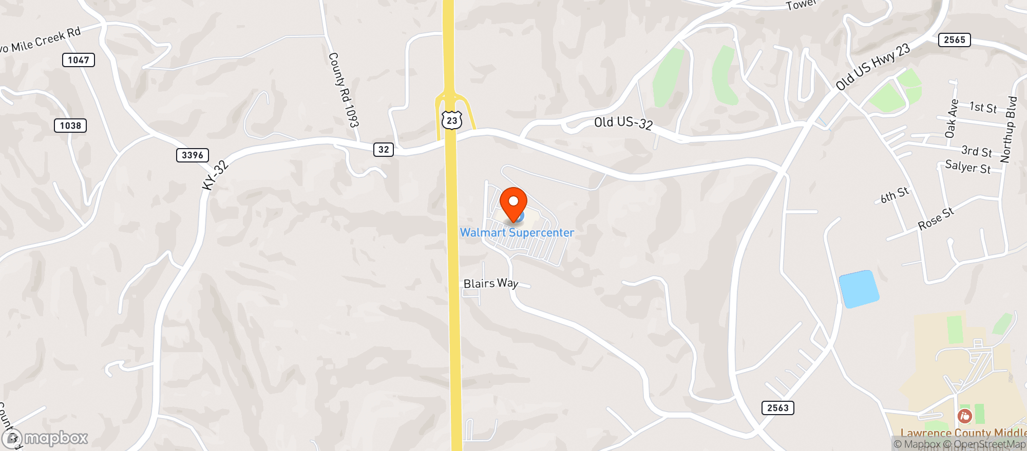 Map showing Walmart Supercenter