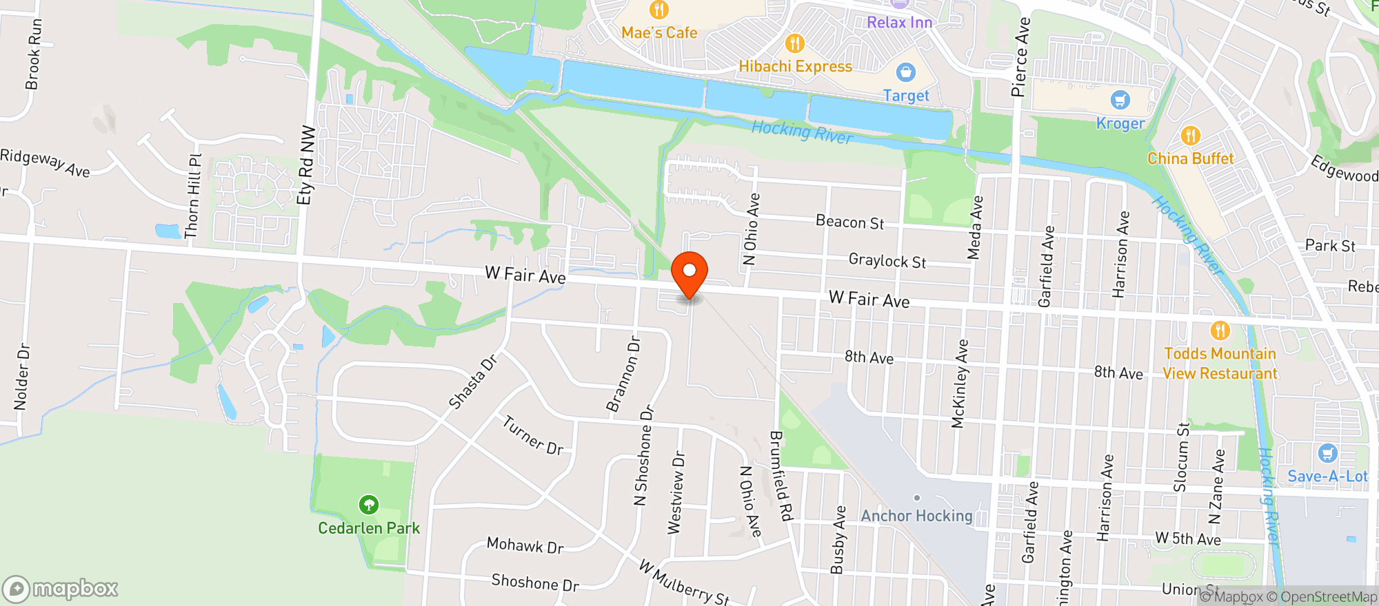 Map showing AMERISTOP FOOD MART - LANCASTER