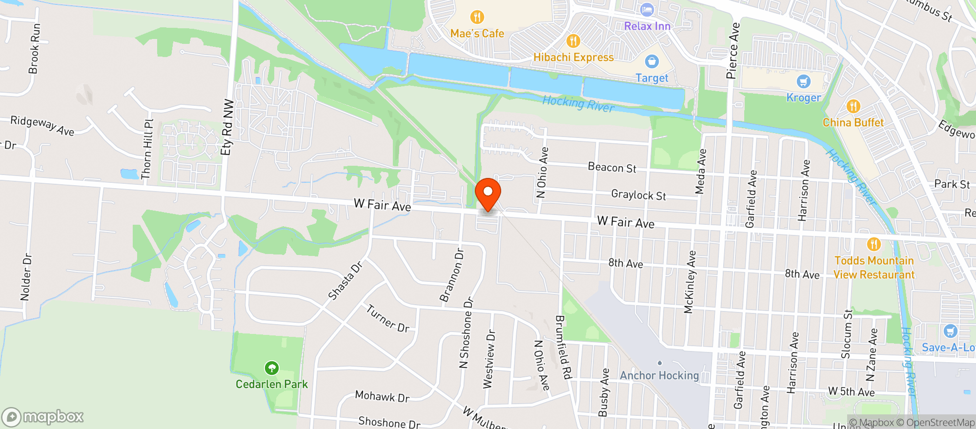 Map showing Ameristop Food Mart