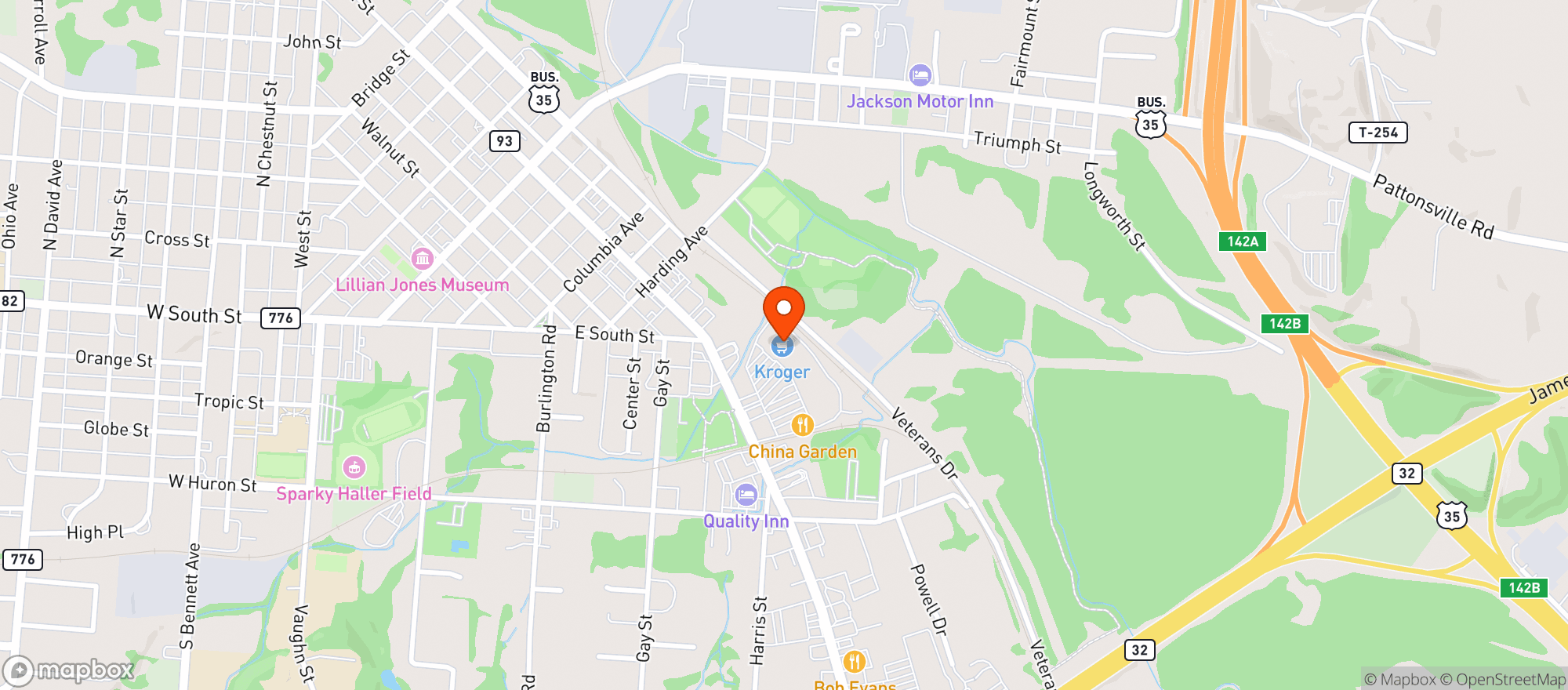 Map showing Kroger