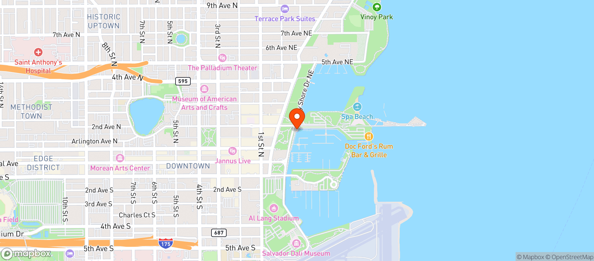 Map showing Frescos Waterfront Bar & Grill