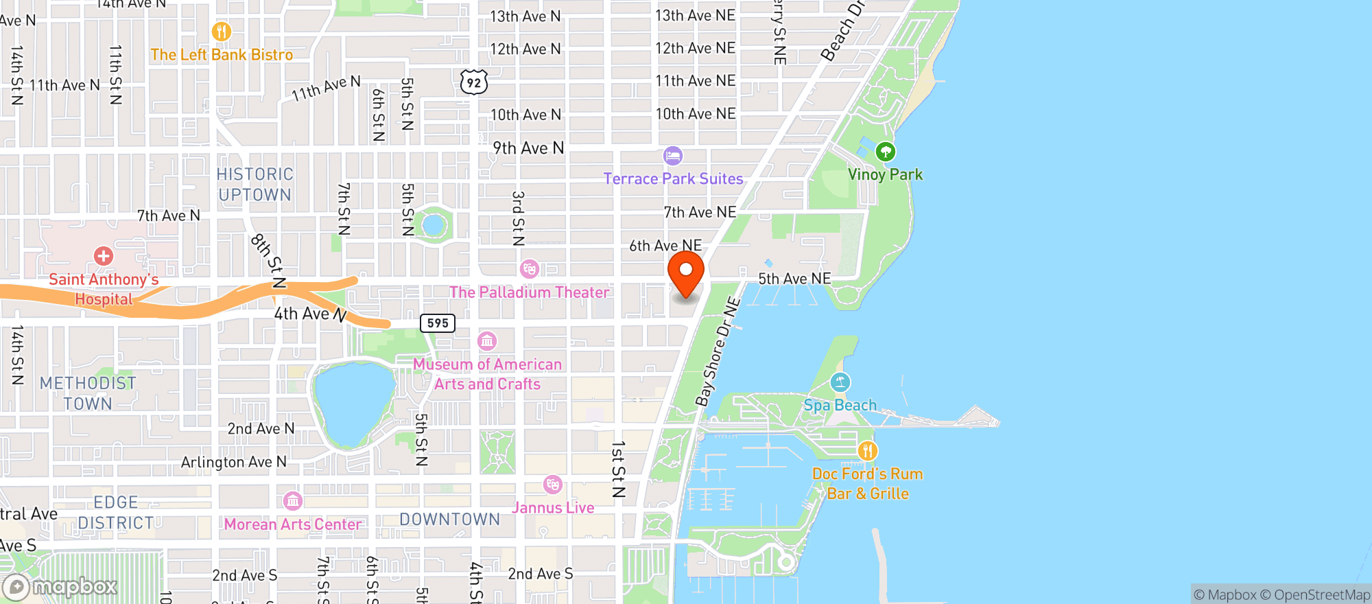 Map showing Annex 400 Beach