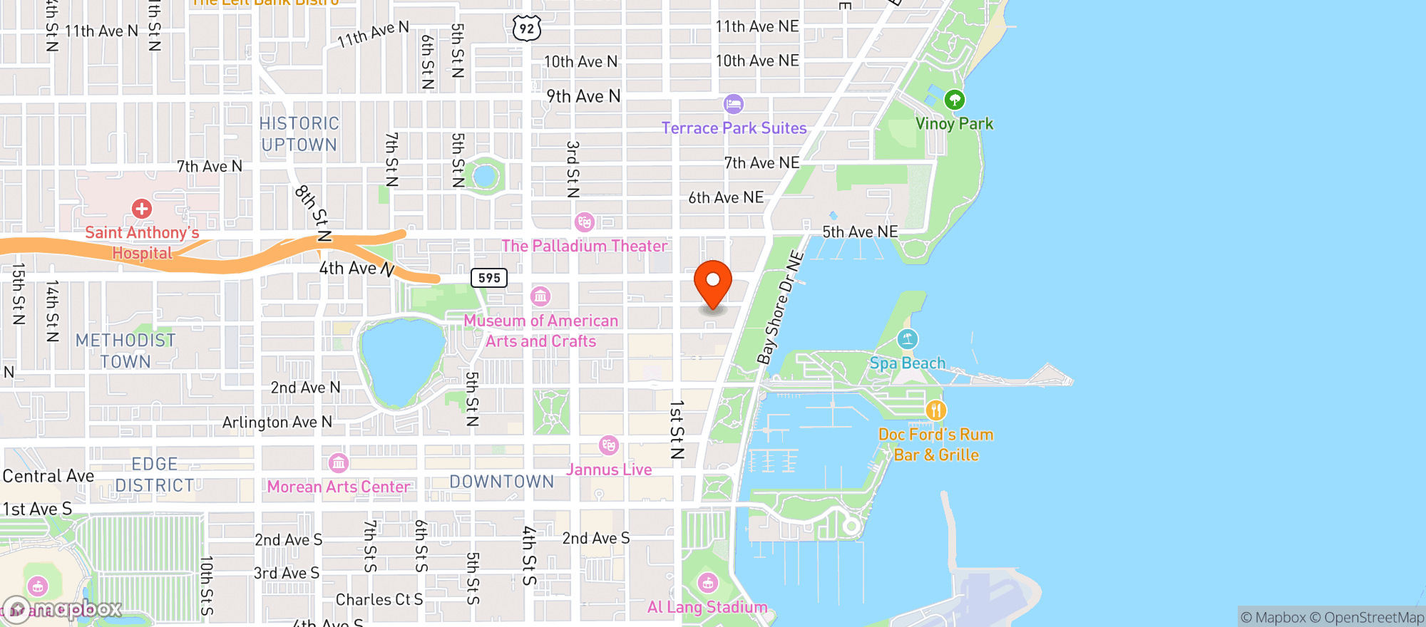 Map showing Parkshore Grill