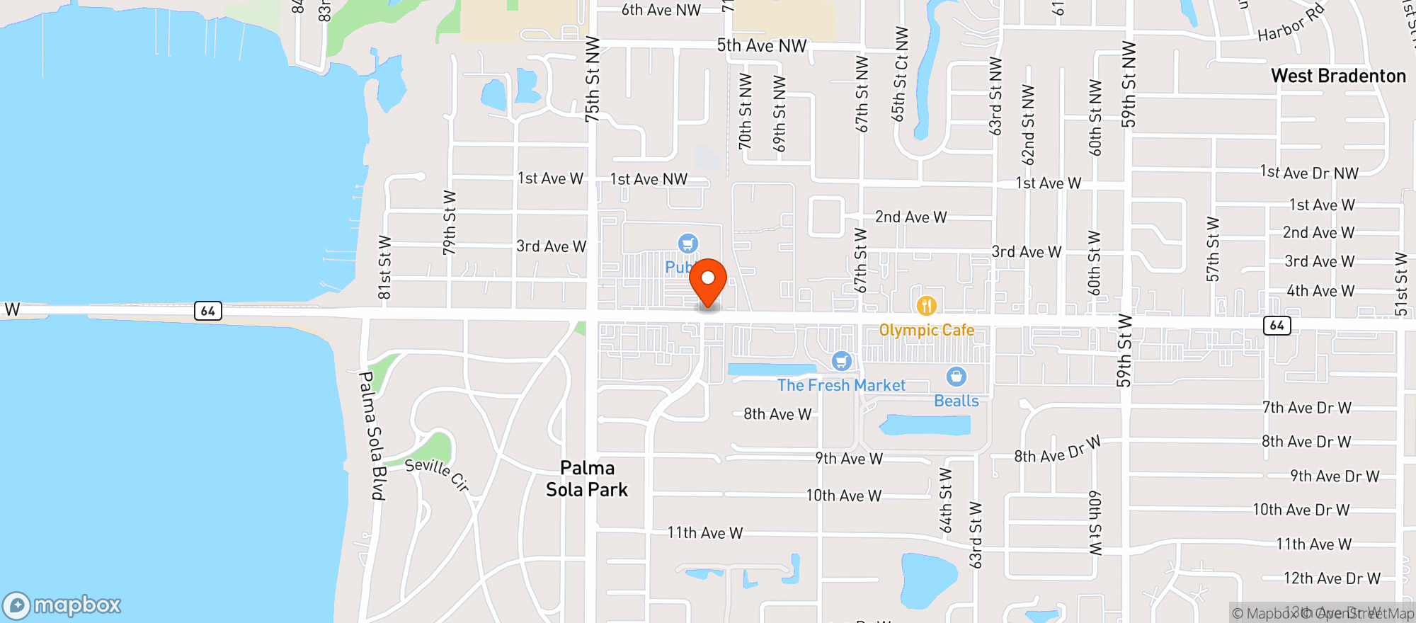 Map showing Publix Super Market
