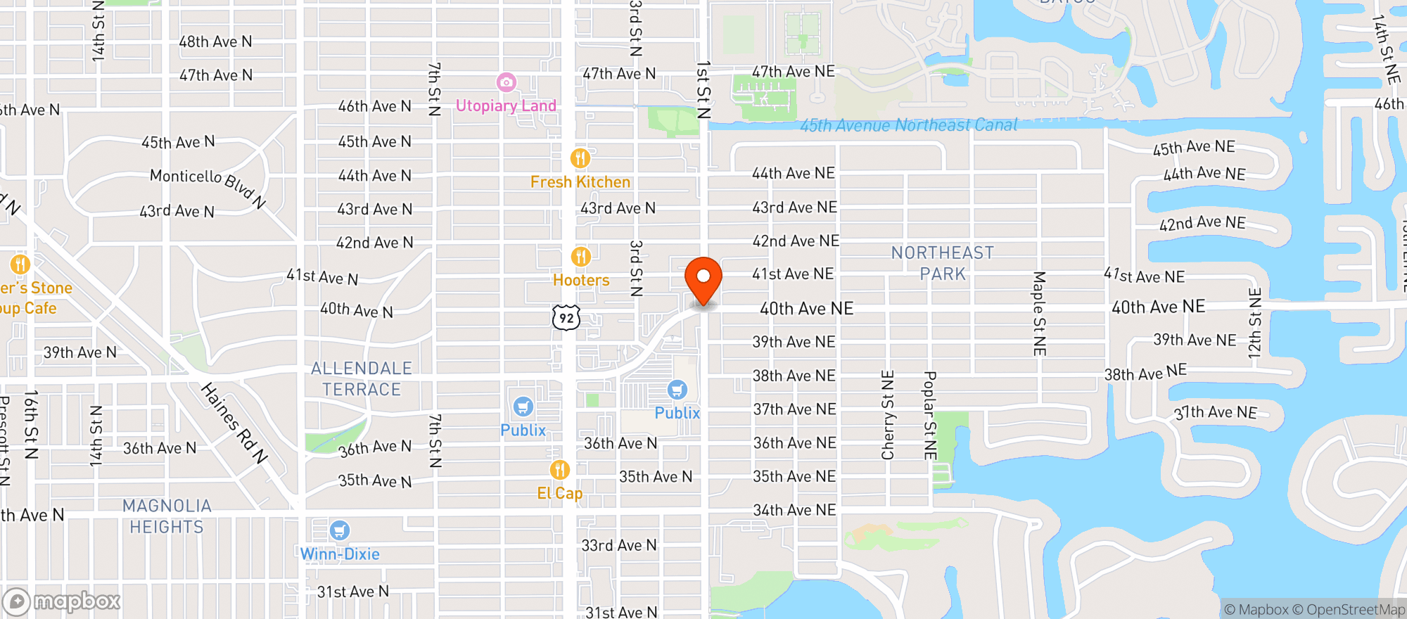 Map showing First Street Mobil