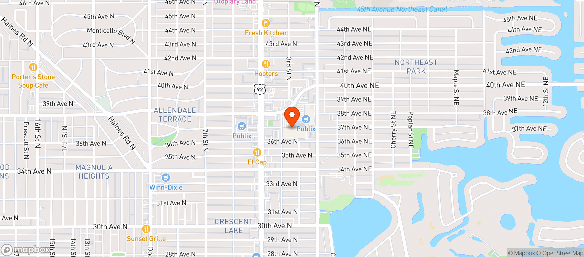 Map showing Publix Super Market