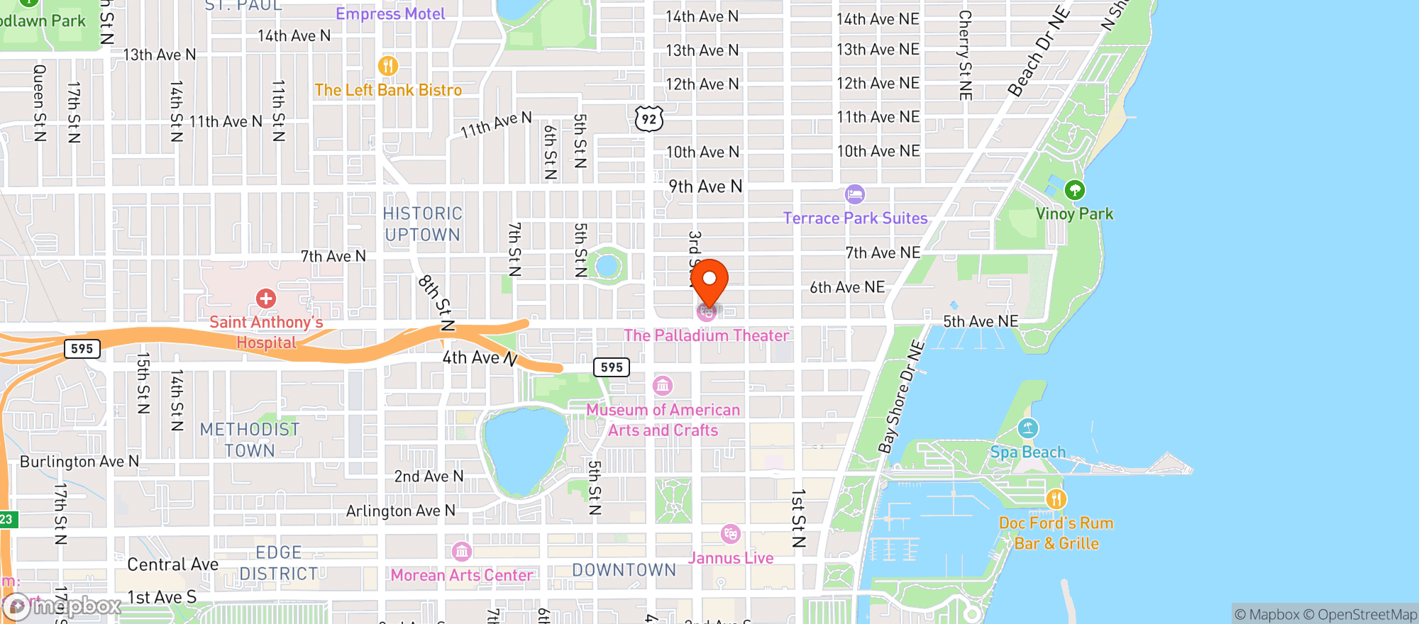 Map showing St Pete College (pal)