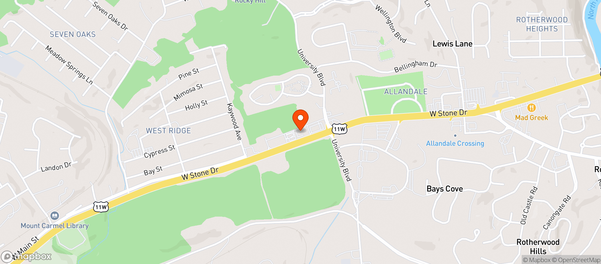 Map showing ALLENDALE PACKAGE STORE