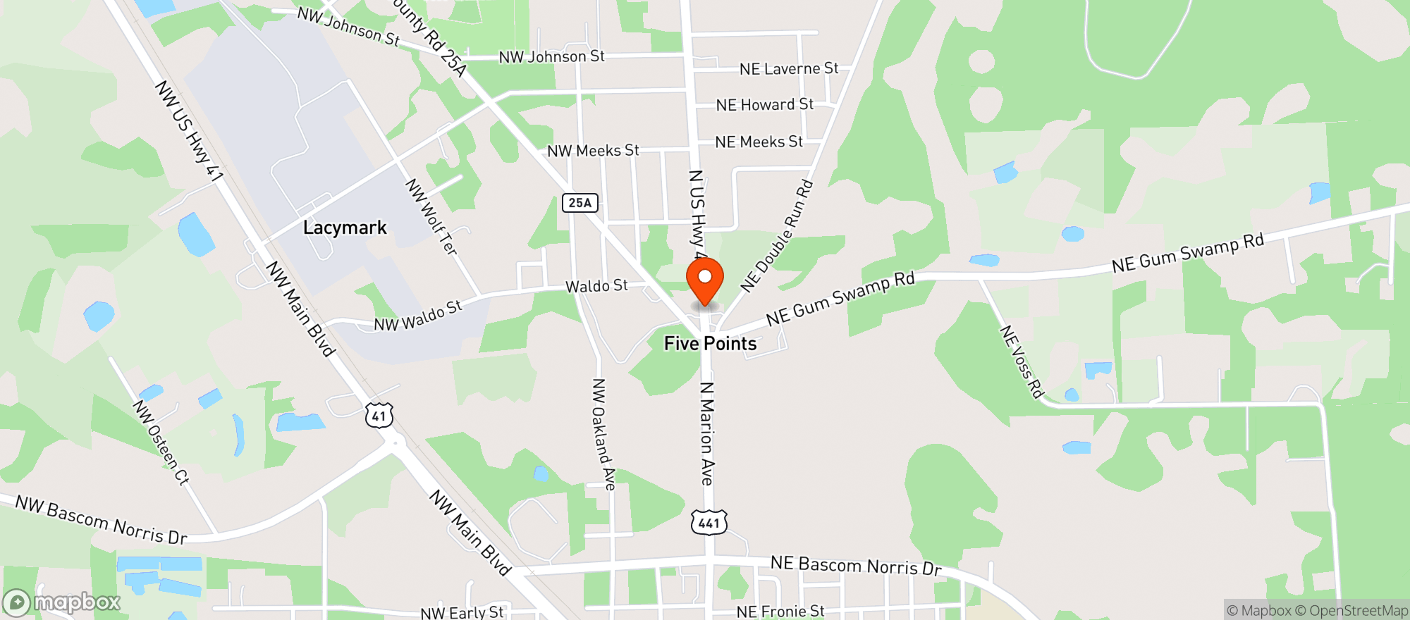 Map showing Five Point Liquor Store