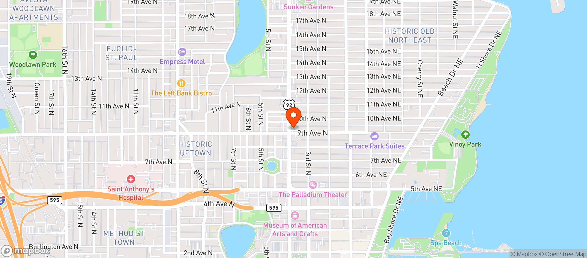 Map showing Tiger Mart (4th St)