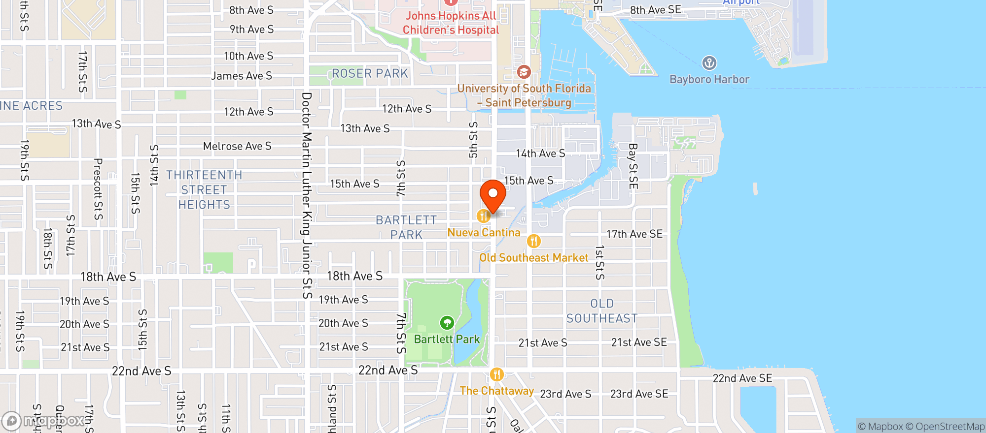 Map showing Nueva Cantina Restaurant