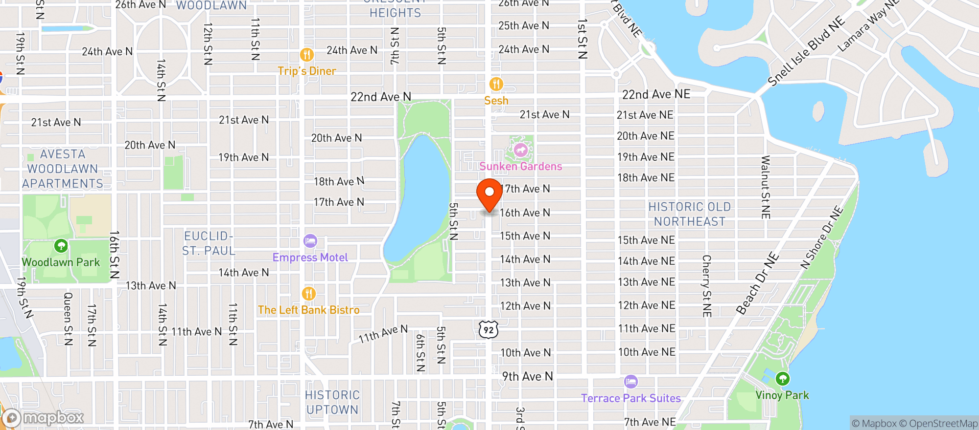 Map showing American Legion