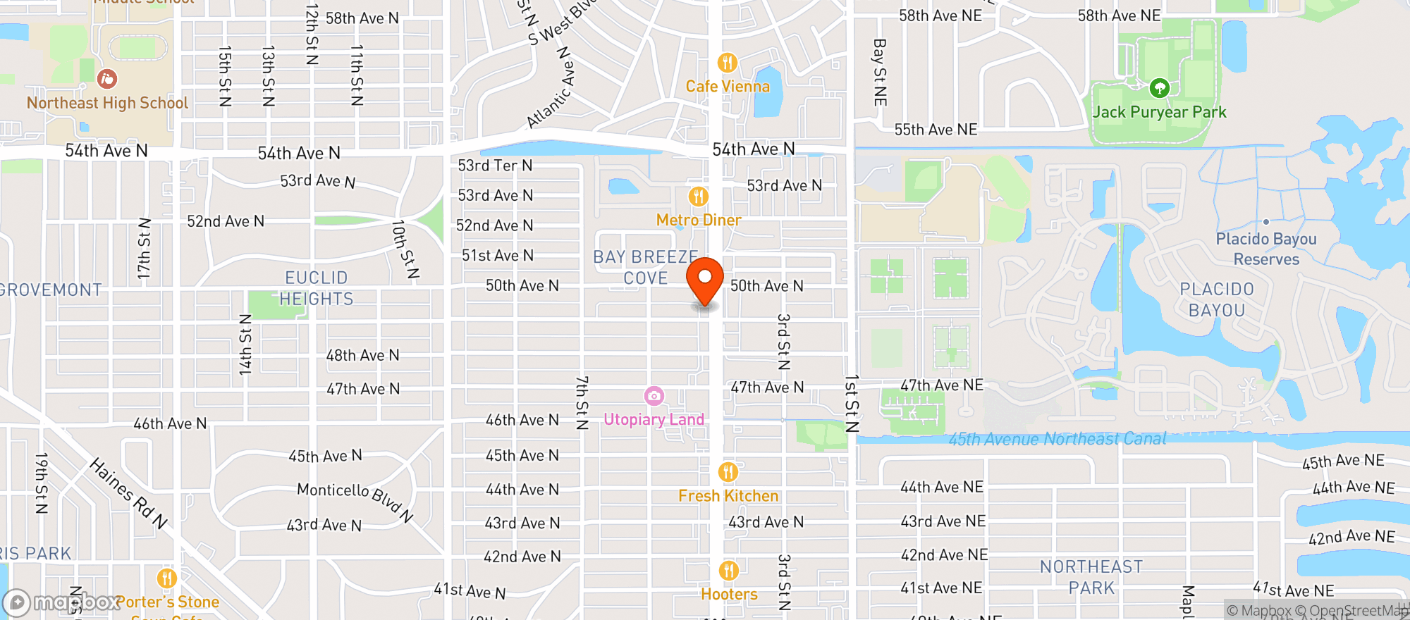 Map showing Red Mesa Restaurant
