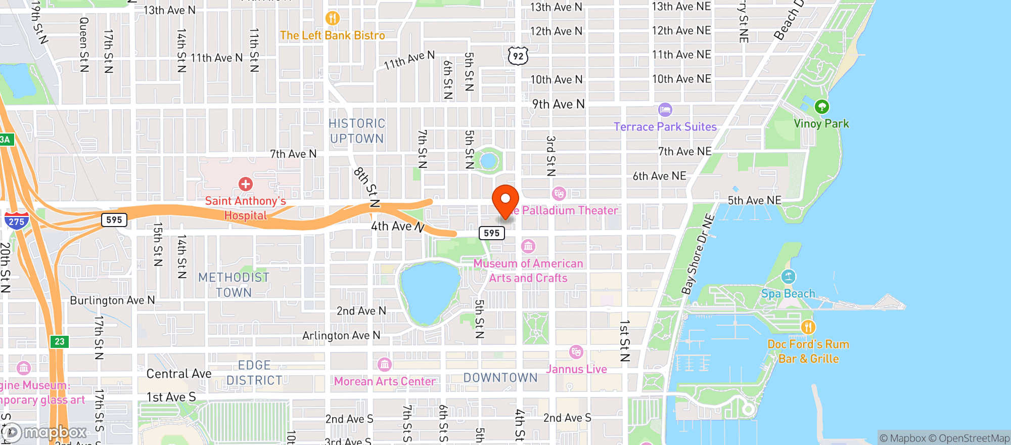 Map showing Hollander Hotel