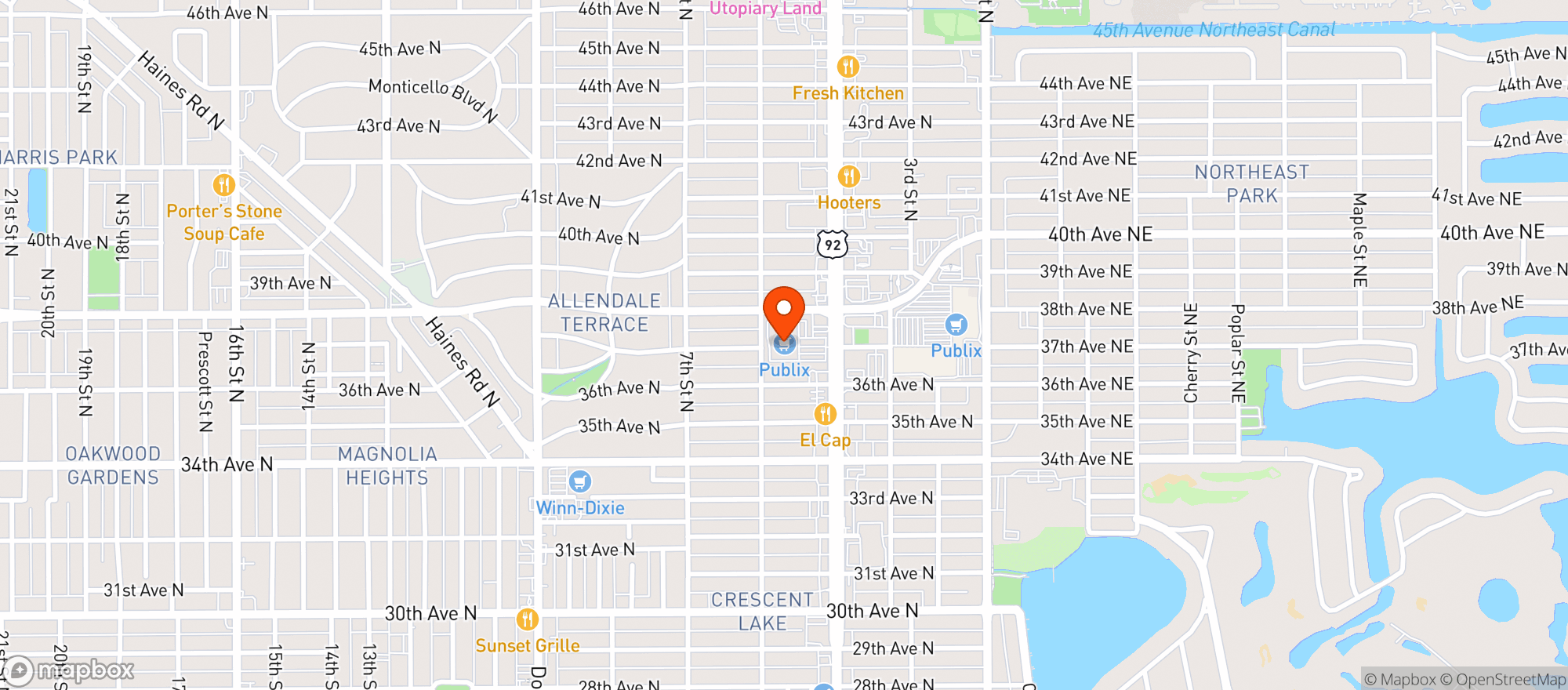 Map showing Publix
