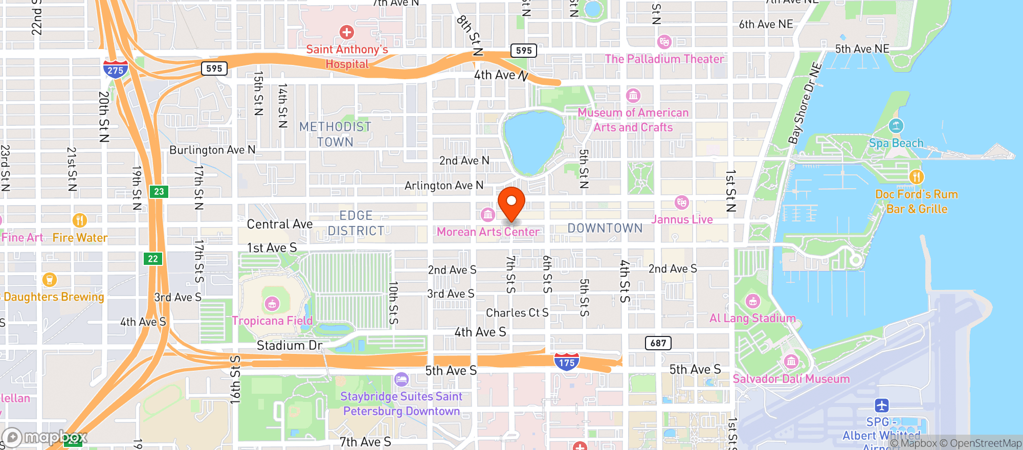 Map showing johnny's smoke shop & kava bar - Central Ave
