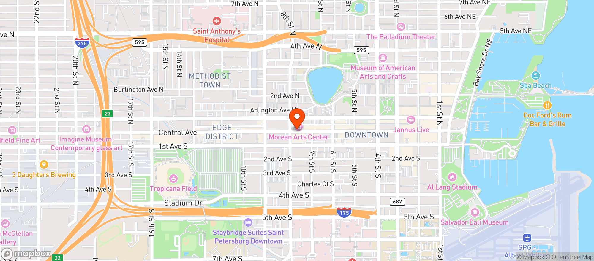 Map showing Morean Arts Center