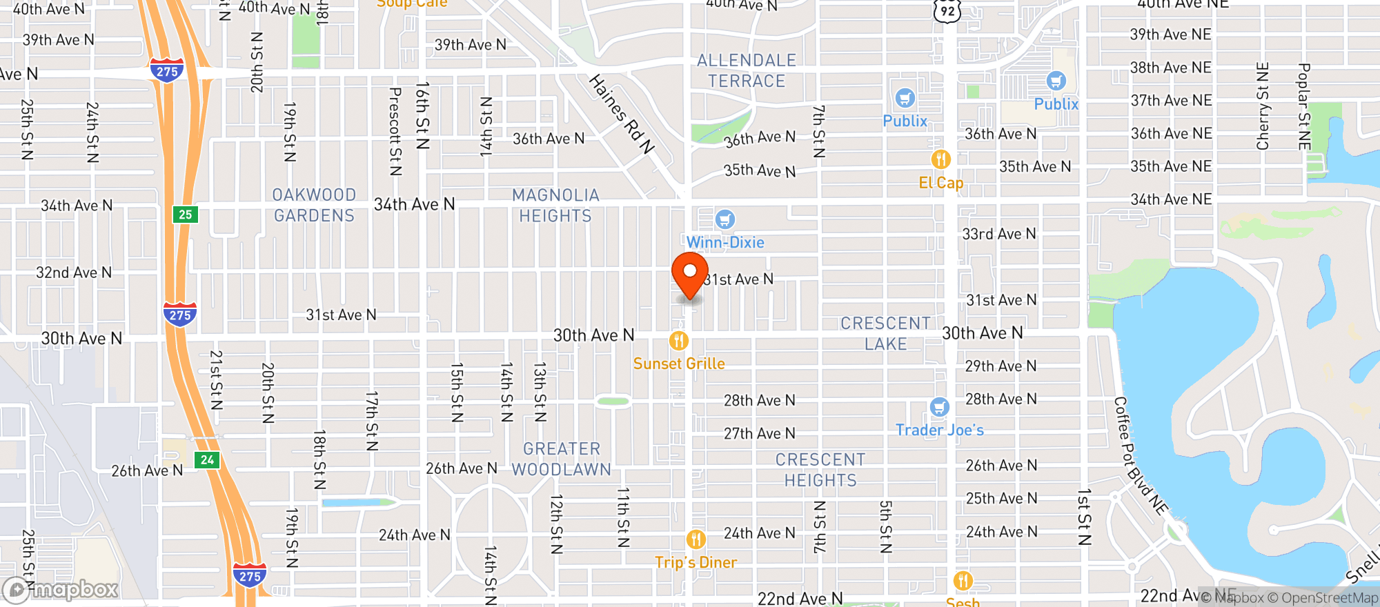 Map showing Siam Garden Thai Restaurant