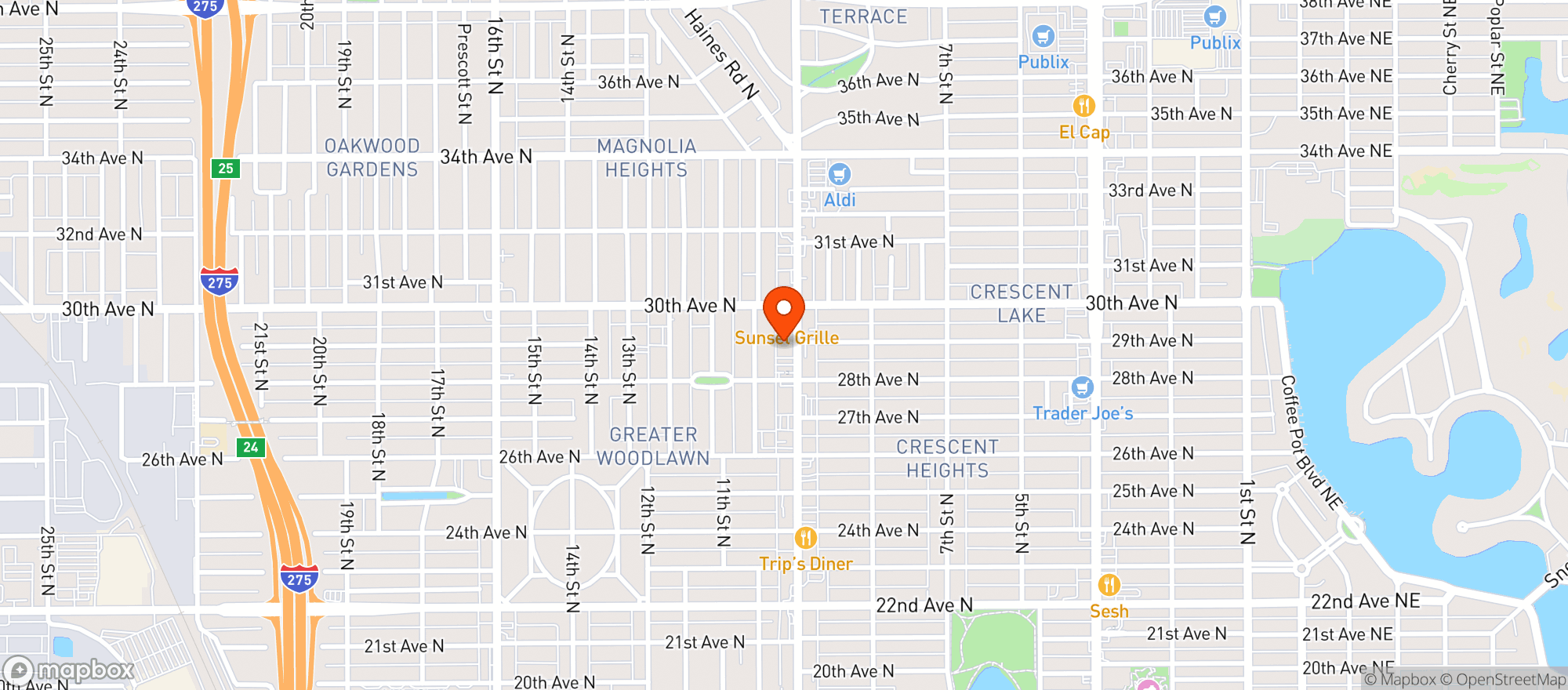 Map showing Rollin Oats Cafe