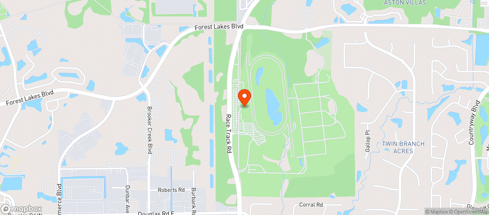 Map showing Tampa Bay Downs