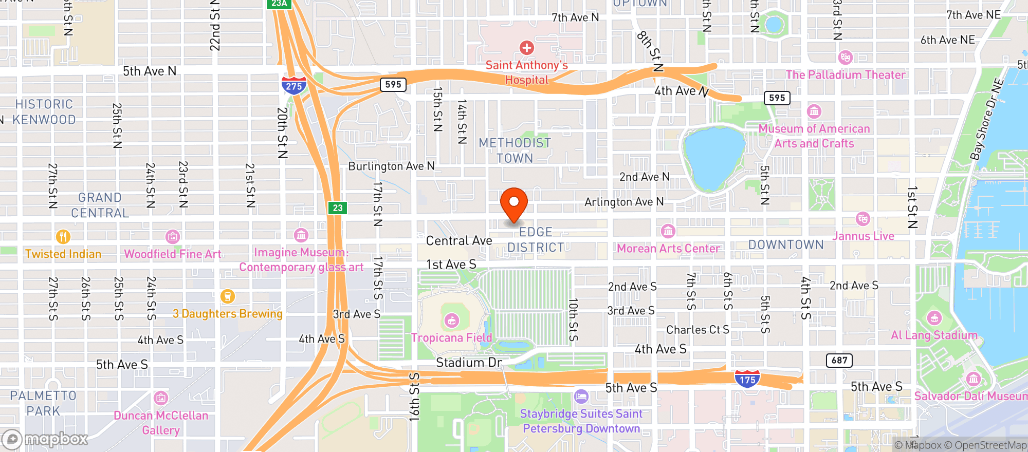 Map showing Green Bench Brewing Co.
