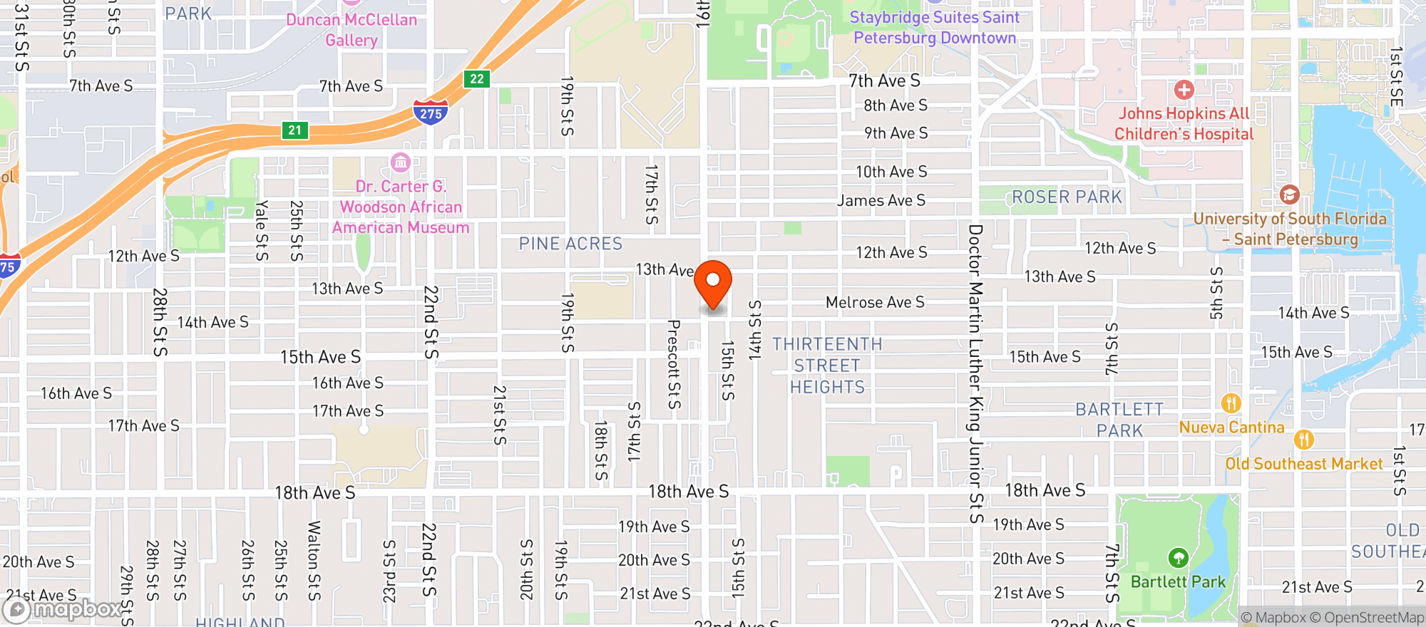 Map showing Joe Bradys Fish & Tackle