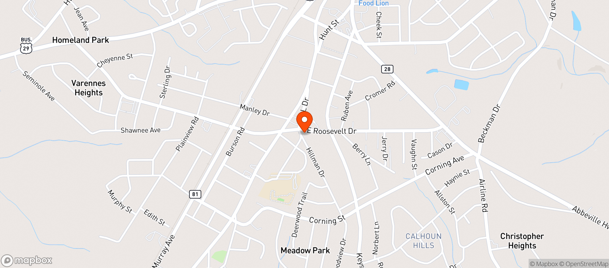 Map showing LUCKY CORNER
