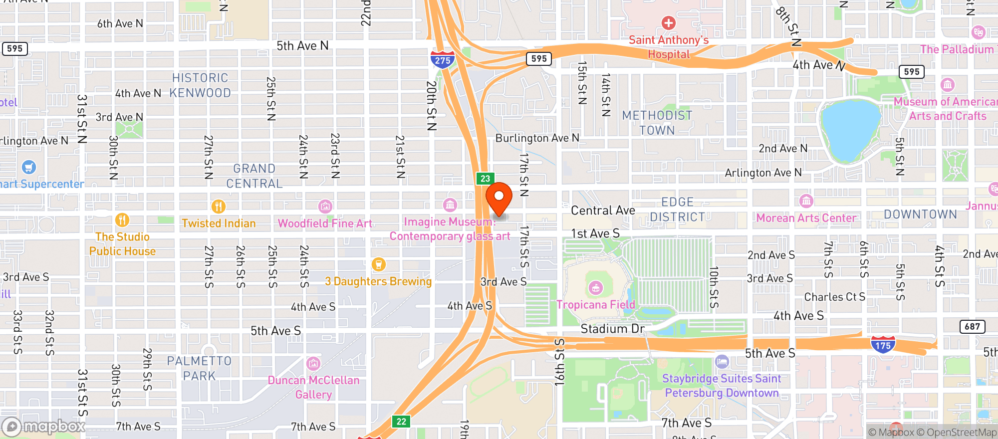 Map showing The Burg Bar & Grill