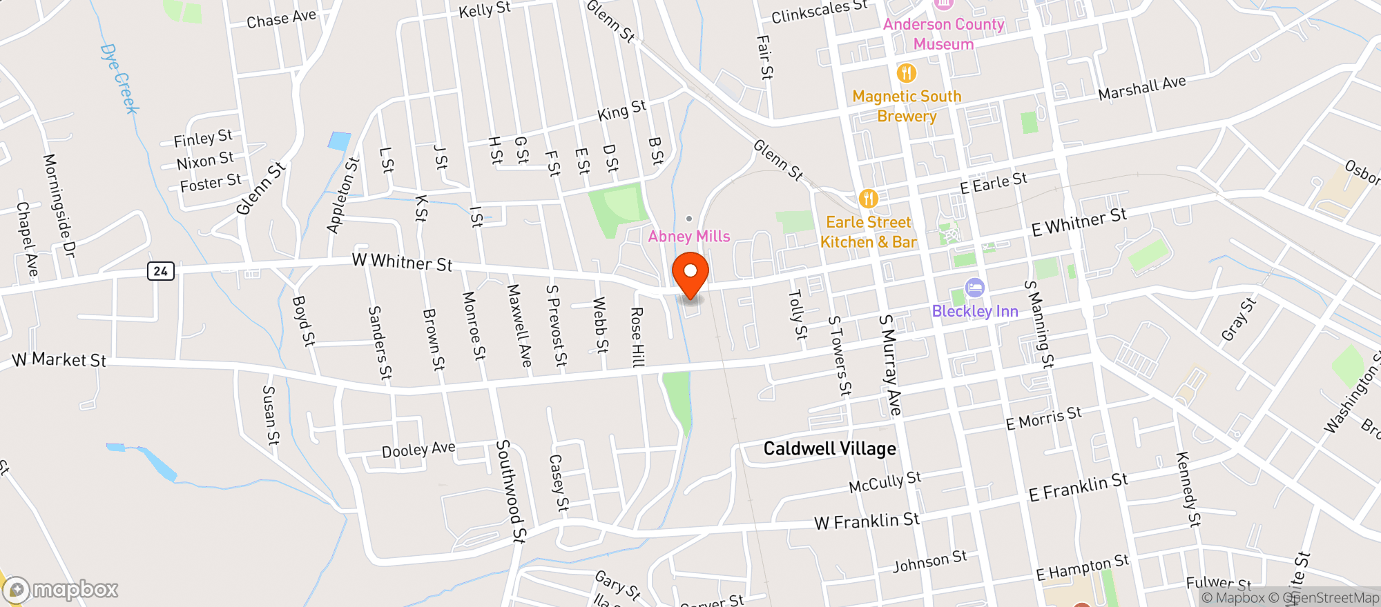 Map showing Whitner Street Grocery