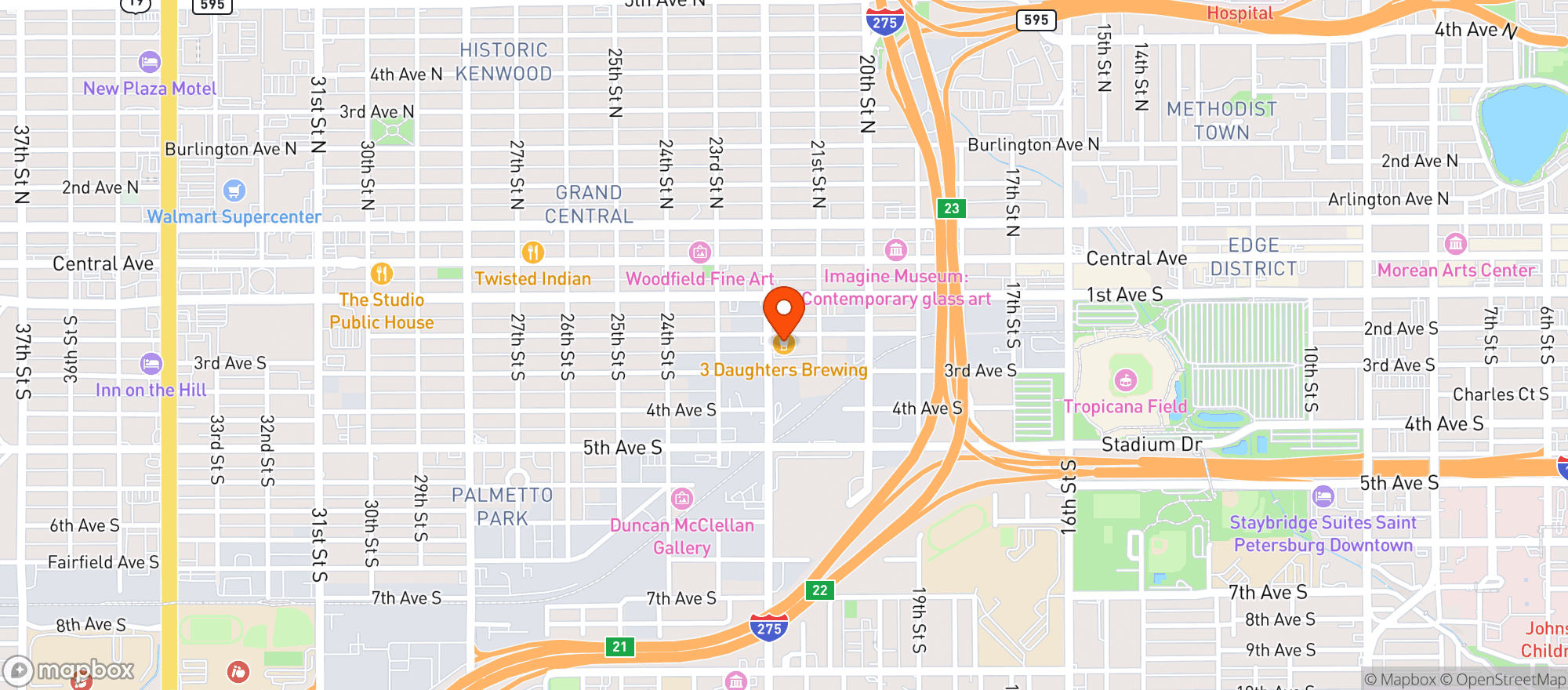 Map showing 3 Daughters Brewing