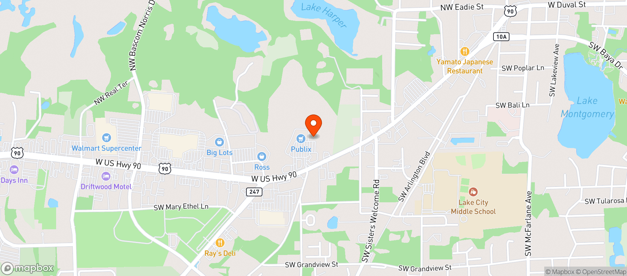 Map showing Sunflower Health Foods - Lake City