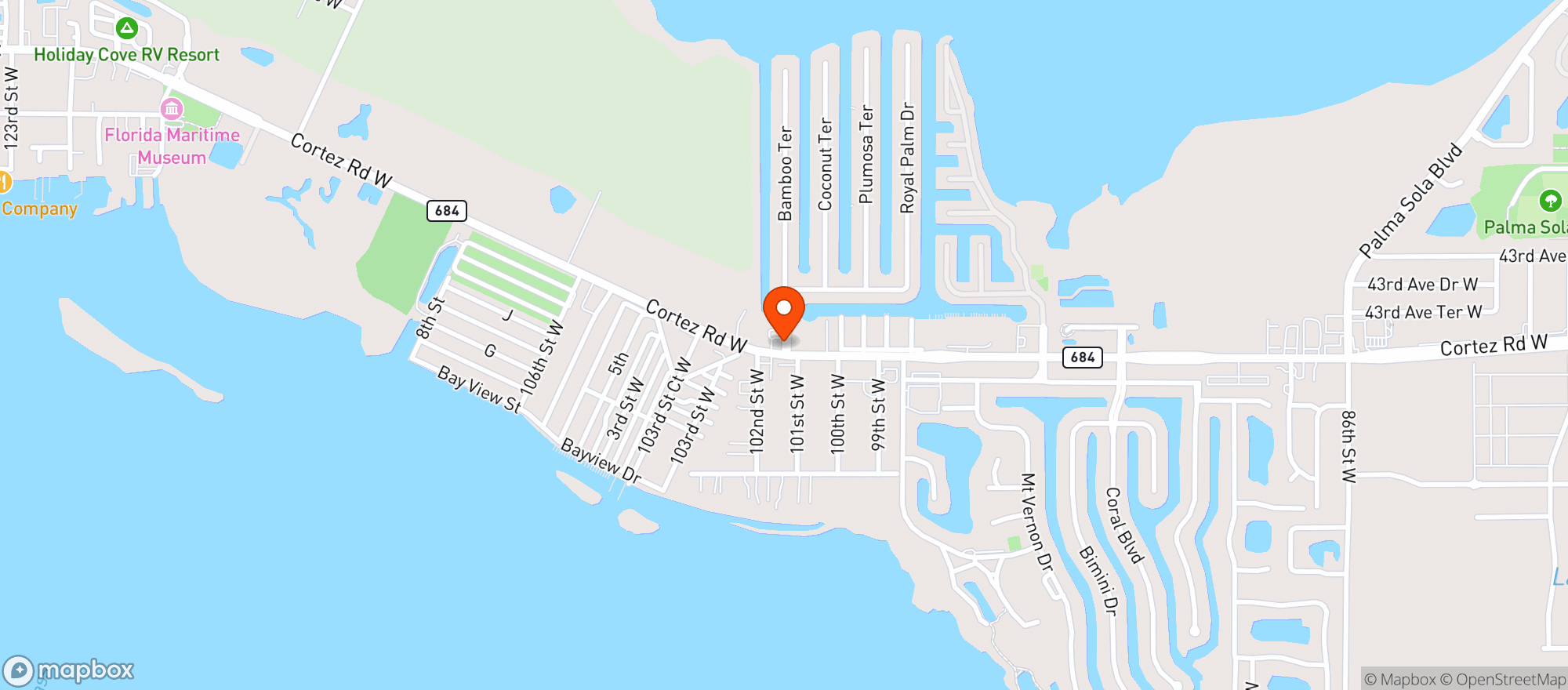 Map showing Brandenton Beach Liquors