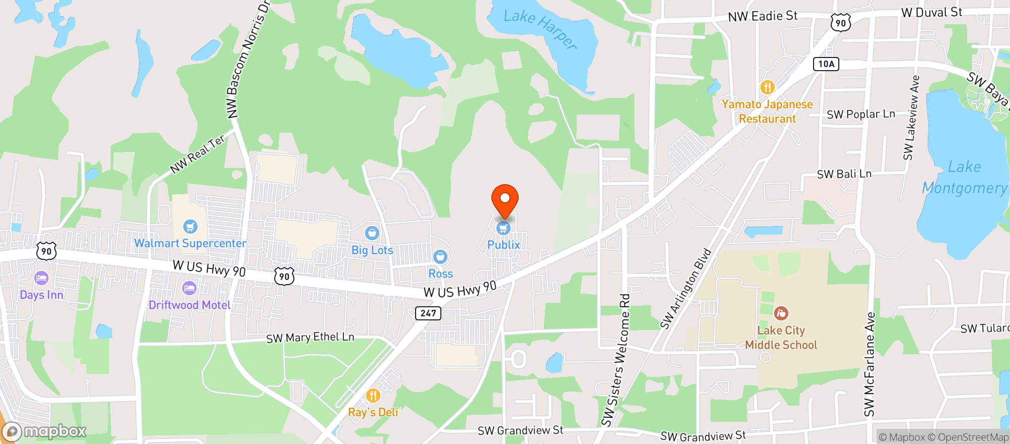 Map showing Publix