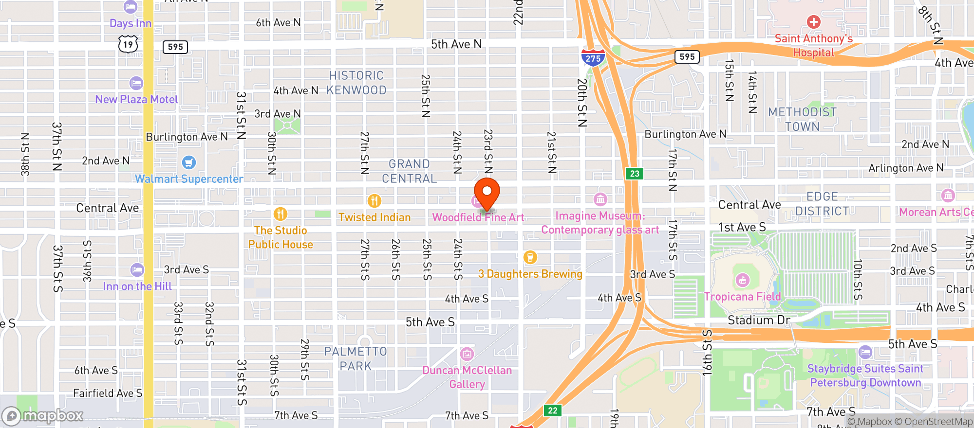 Map showing The Dog Bar