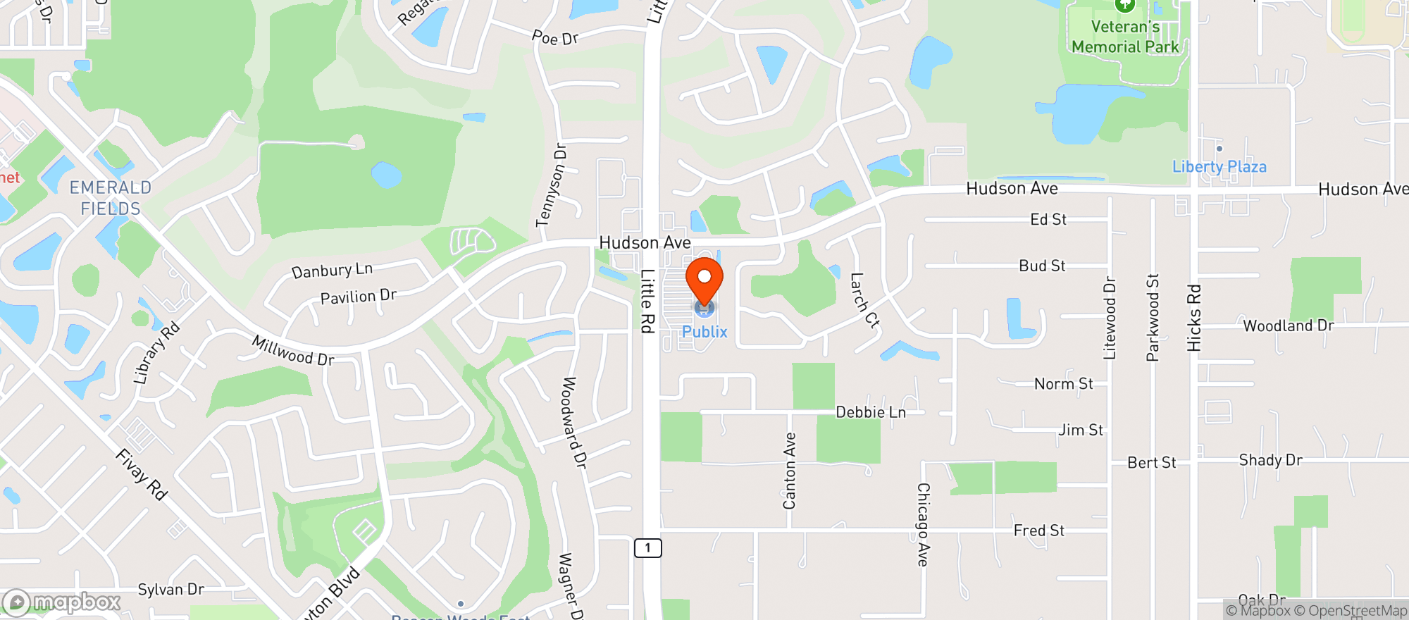 Map showing Publix