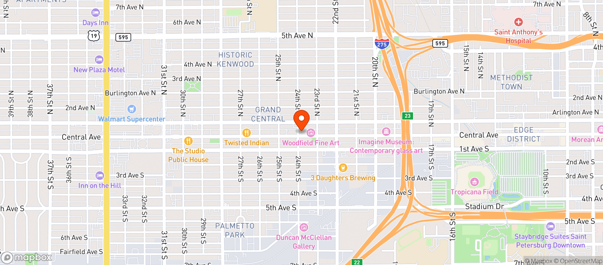Map showing Cocktail St Pete